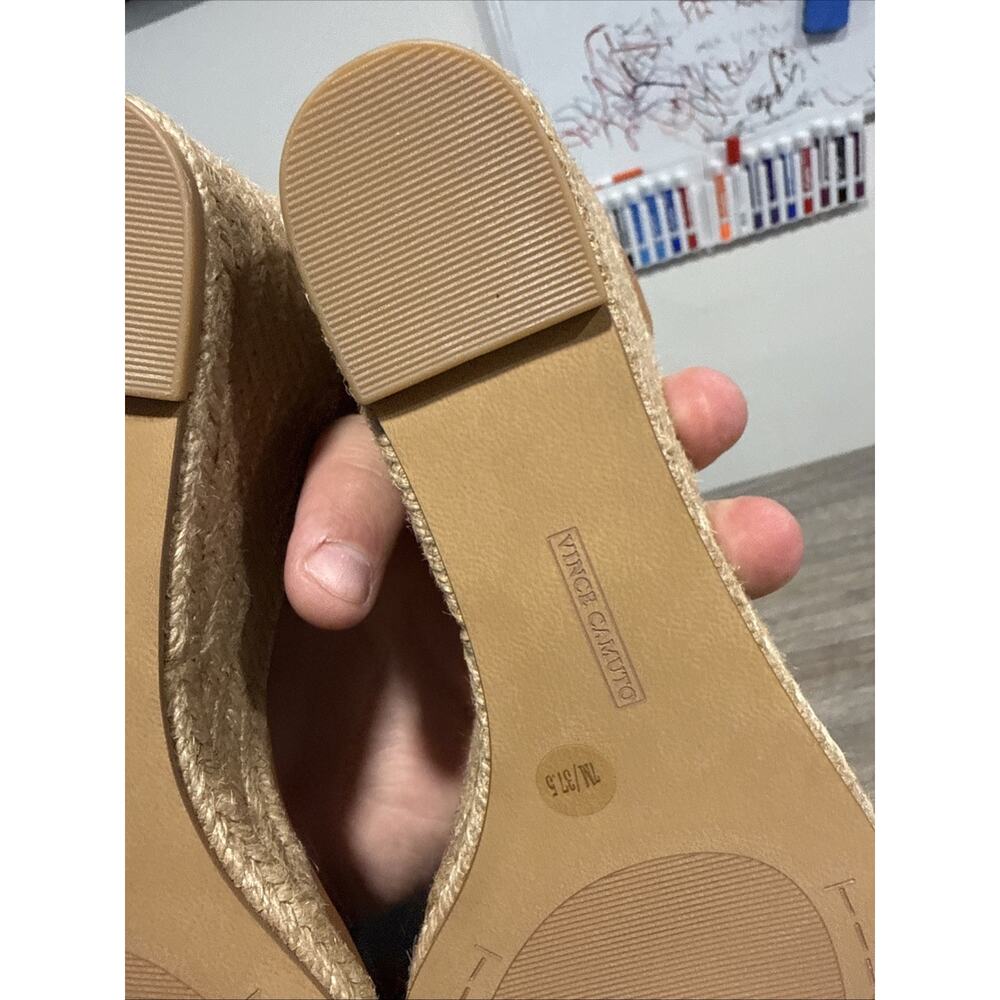 Vince Camuto Frilin Golden Walnut Leather Espadrille Wedge Sandals Womens 7 M - Picture 12 of 12